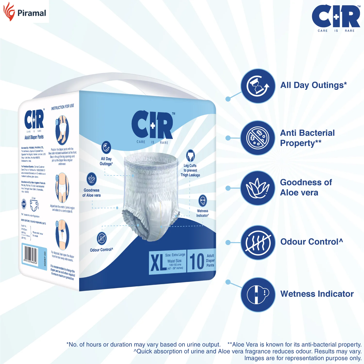 CIR Adult Diaper Pants Unisex With Wetness Indicator I Odour Control | Enriched with Aloe Vera to avoid skin irritation and rashes- (M, L & XL) - Image 6