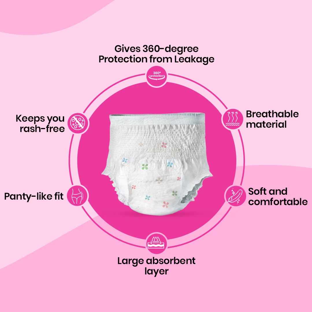 i activ Period Panty for Girls & Women | S-M | 10's Pack | Disposable Period Panties for Women Heavy Flow Periods | For First Periods of Young Teens | 360 Degree Protection | Waist Size - 20" to 30" - Image 4
