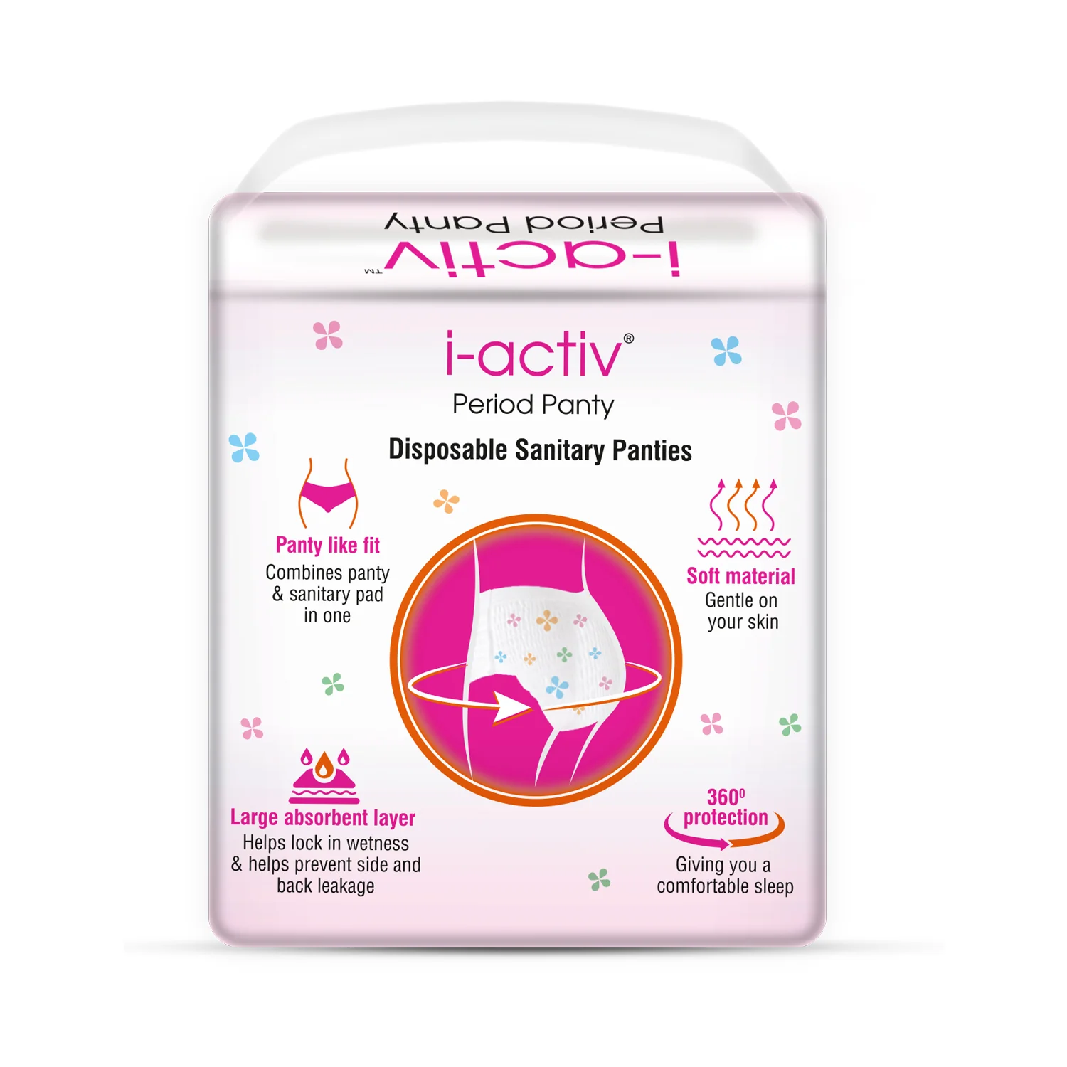 i activ Period Panty for Girls & Women | S-M | 10's Pack | Disposable Period Panties for Women Heavy Flow Periods | For First Periods of Young Teens | 360 Degree Protection | Waist Size - 20" to 30" - Image 7
