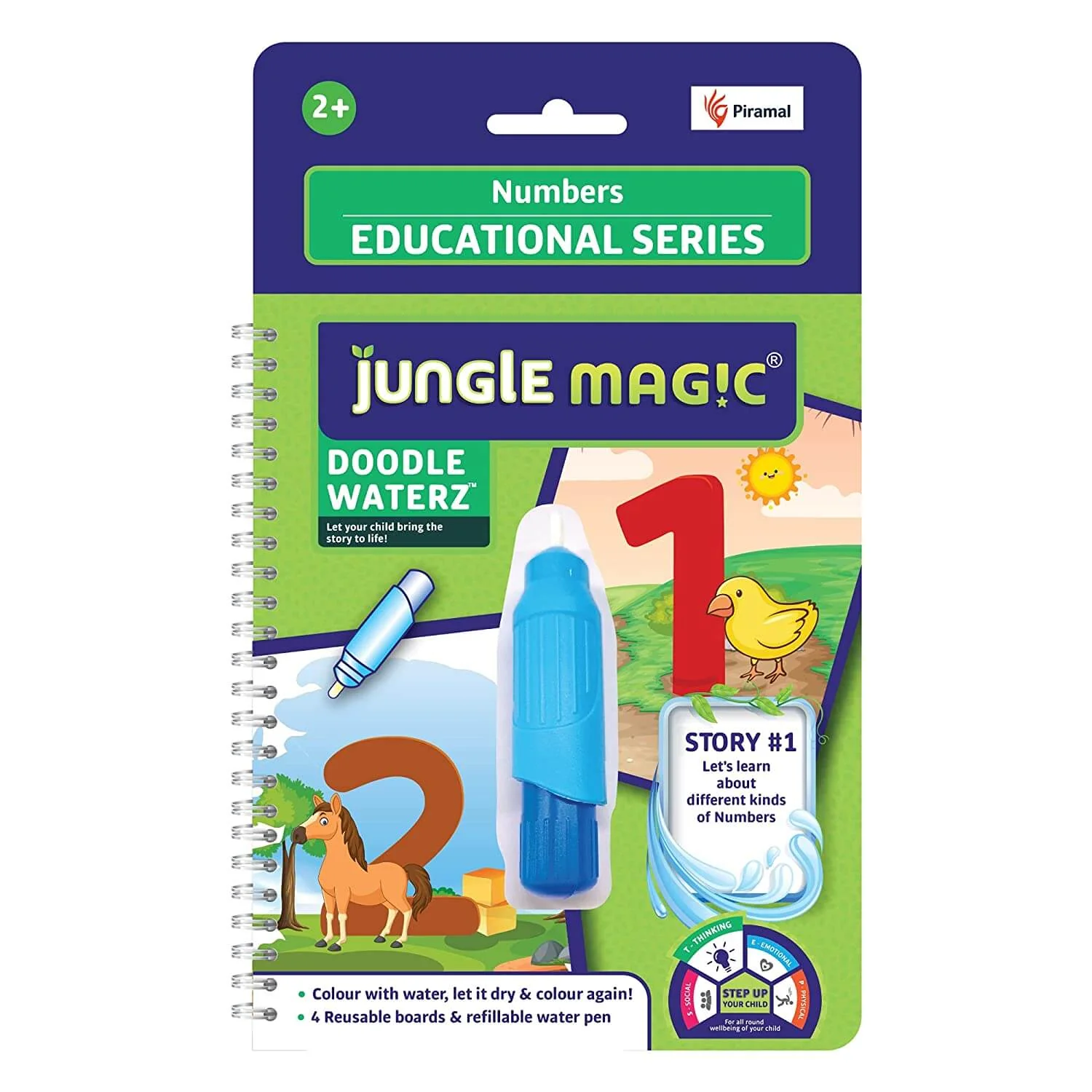 Jungle Magic Doodle Waterz | Reusable Water Colouring Book for Children Combo | Alphabets | Animals | Numbers | Sea Creatures | Vehicles - Image 5