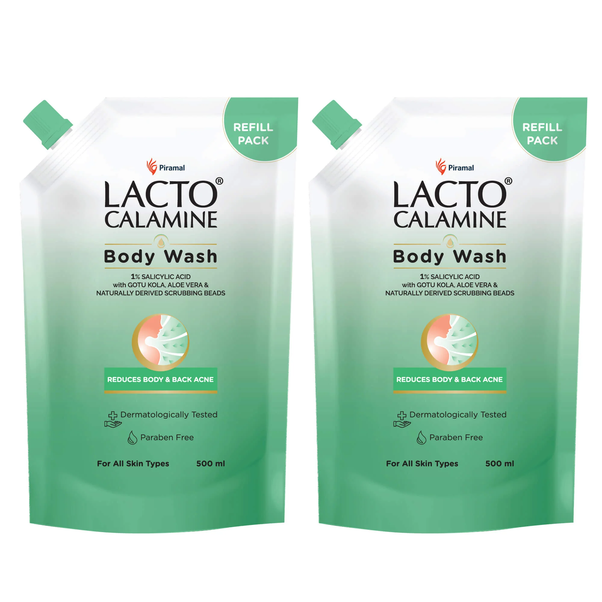 Lacto Calamine 1% Salicylic Acid Body Wash | Pouch Pack | With Cica, Aloe Vera, Turmeric & Naturally Derived Scrubbing Beads |Reduce Stubborn Body Acne | For Women| - Image 8