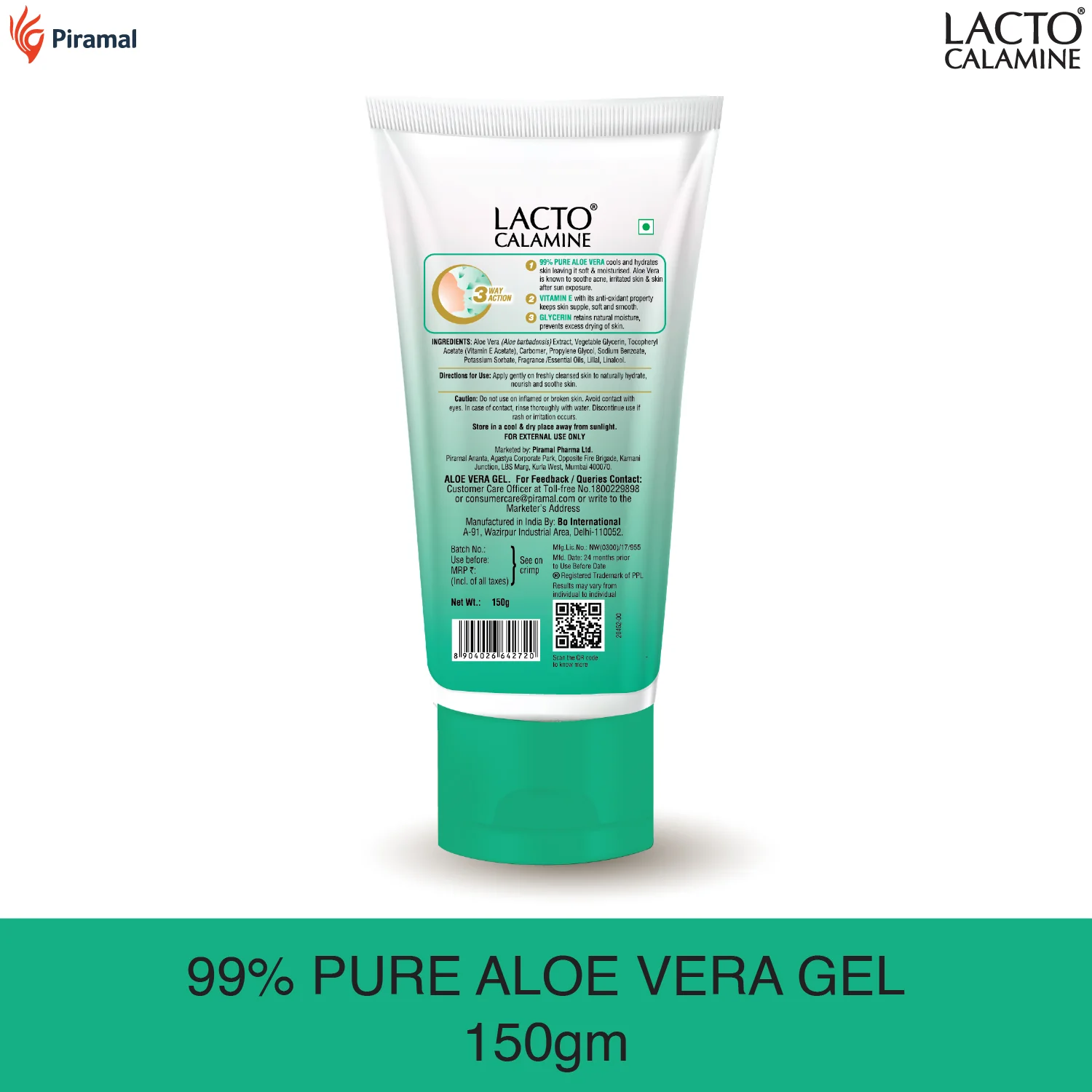 Lacto Calamine Aloe Vera Gel For Face | Moisturizer For Face With 99% Pure Natural AloeVera, Vitamin E & Glycerin For Hydrating Skin, Body & Hair | No Parabens & Sulphates - Image 8