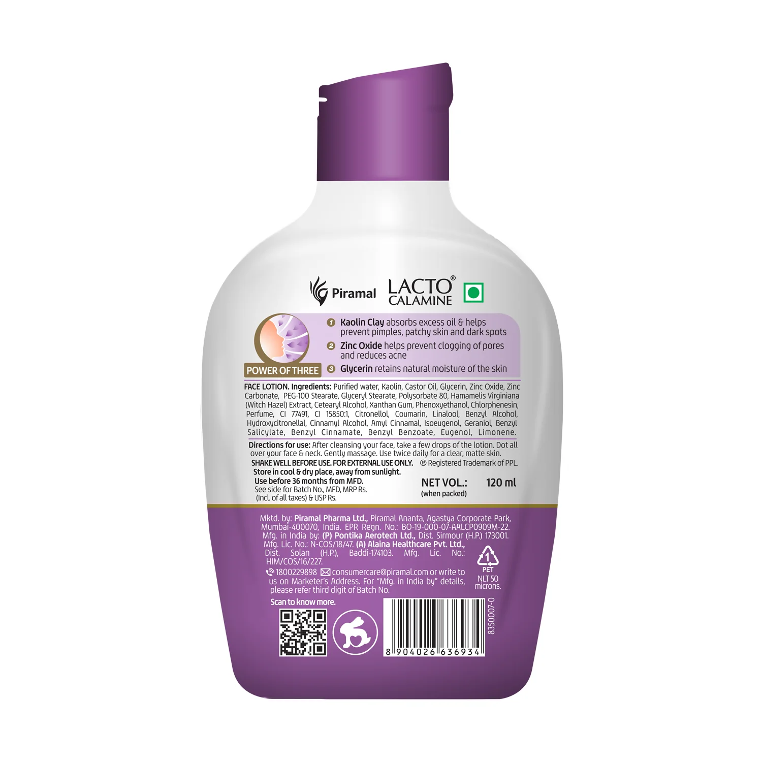 Lacto Calamine Daily Face Lotion Enriched with Kaolin and Aloe Vera Extracts | Face Moisturizer For Oily Skin (60ml/120ml) - Image 8