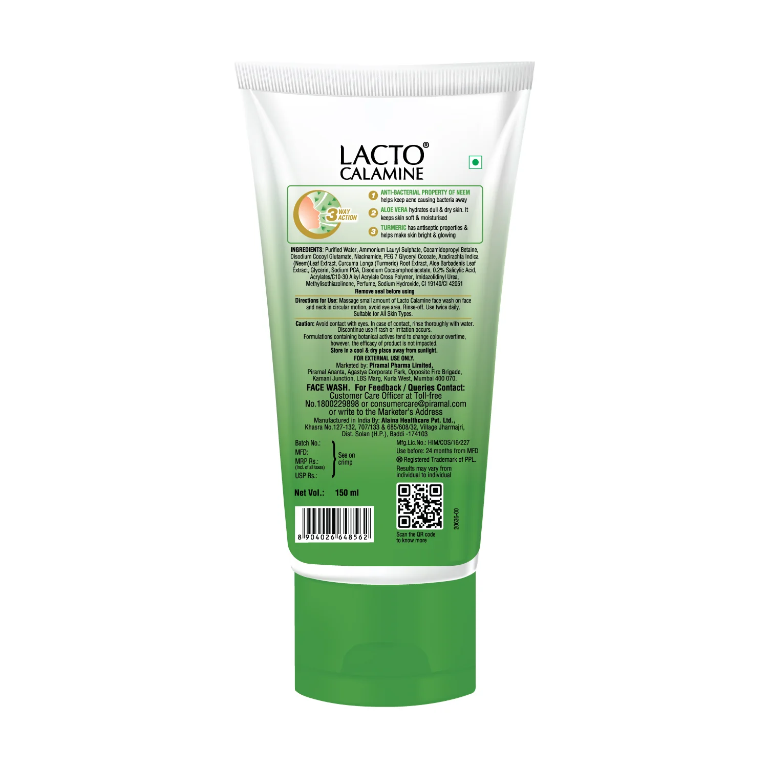 Lacto Calamine Neem Face Wash With Aloe Vera & Turmeric | 150ml | Niacinamide & Salicylic Acid Face Wash | Facewash Reduces Pimples, Purifies Skin & Oil Control | For All Skin Types - Image 8