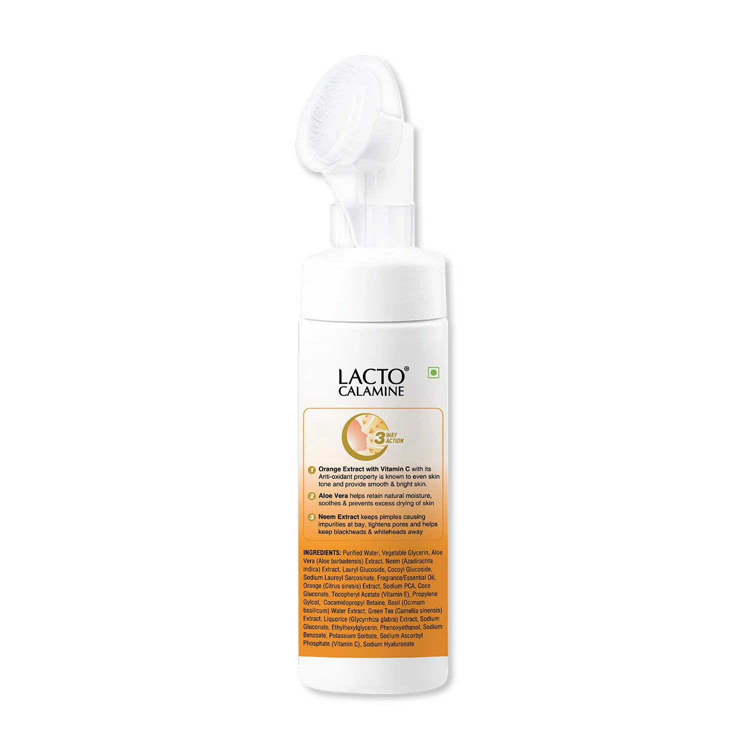 Lacto Calamine Vitamin C Foaming Face wash| Brightens skin & control blackheads & whiteheads| With Built-in foaming Brush | Sulphate free face wash | Paraben Free| 150 ml - Image 6