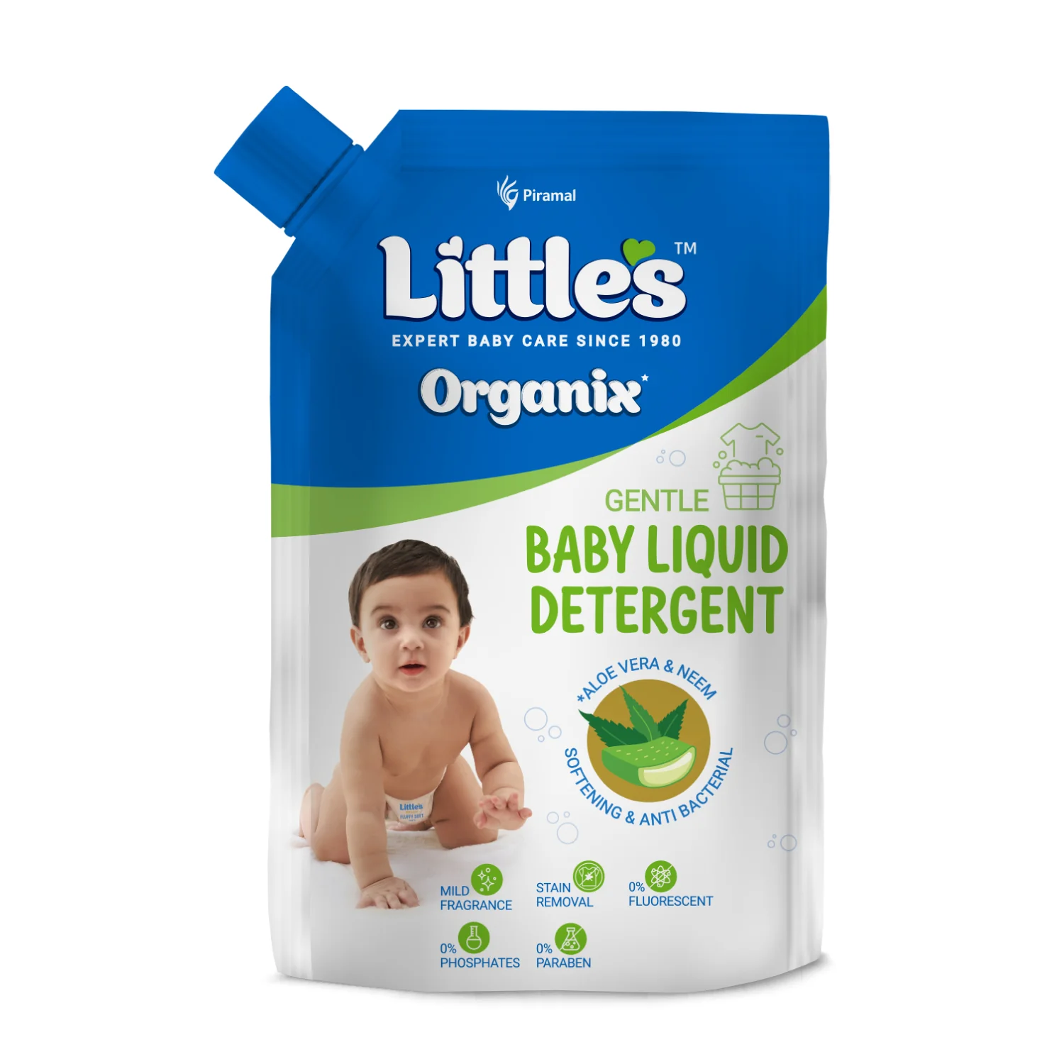 Little's Organix Gentle Baby Liquid Detergent | Enriched with Aloe Vera and Neem extracts | Free from Parabens, Phosphates, Brighteners & Bleach - 1L - Image 10