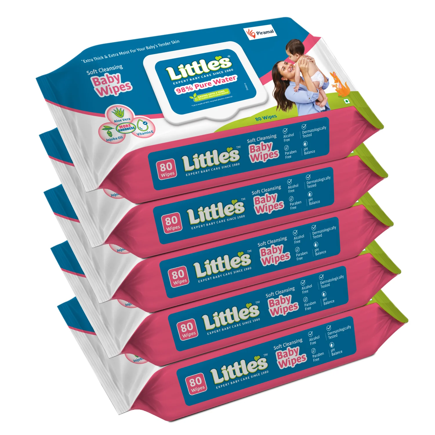 Little's Soft Cleansing Baby Wipes Lid Pack | Contains Aloe Vera & Jojoba Oil -80 Wipes - Image 14