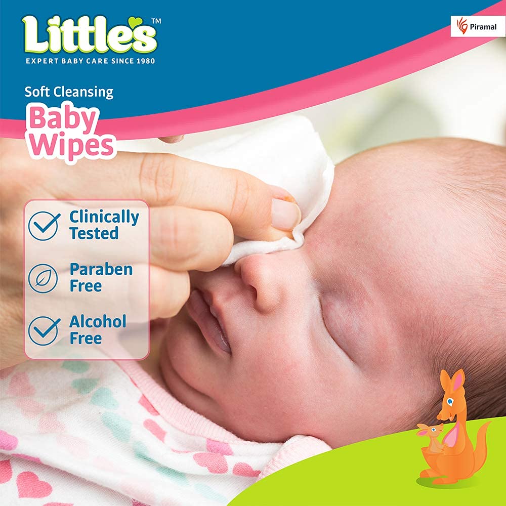 Little's Soft Cleansing Baby Wipes Lid Pack | Contains Aloe Vera & Jojoba Oil -80 Wipes - Image 4