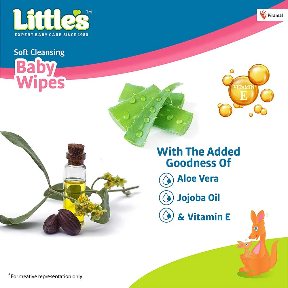 Little's Soft Cleansing Baby Wipes Lid Pack | Contains Aloe Vera & Jojoba Oil -80 Wipes - Image 5