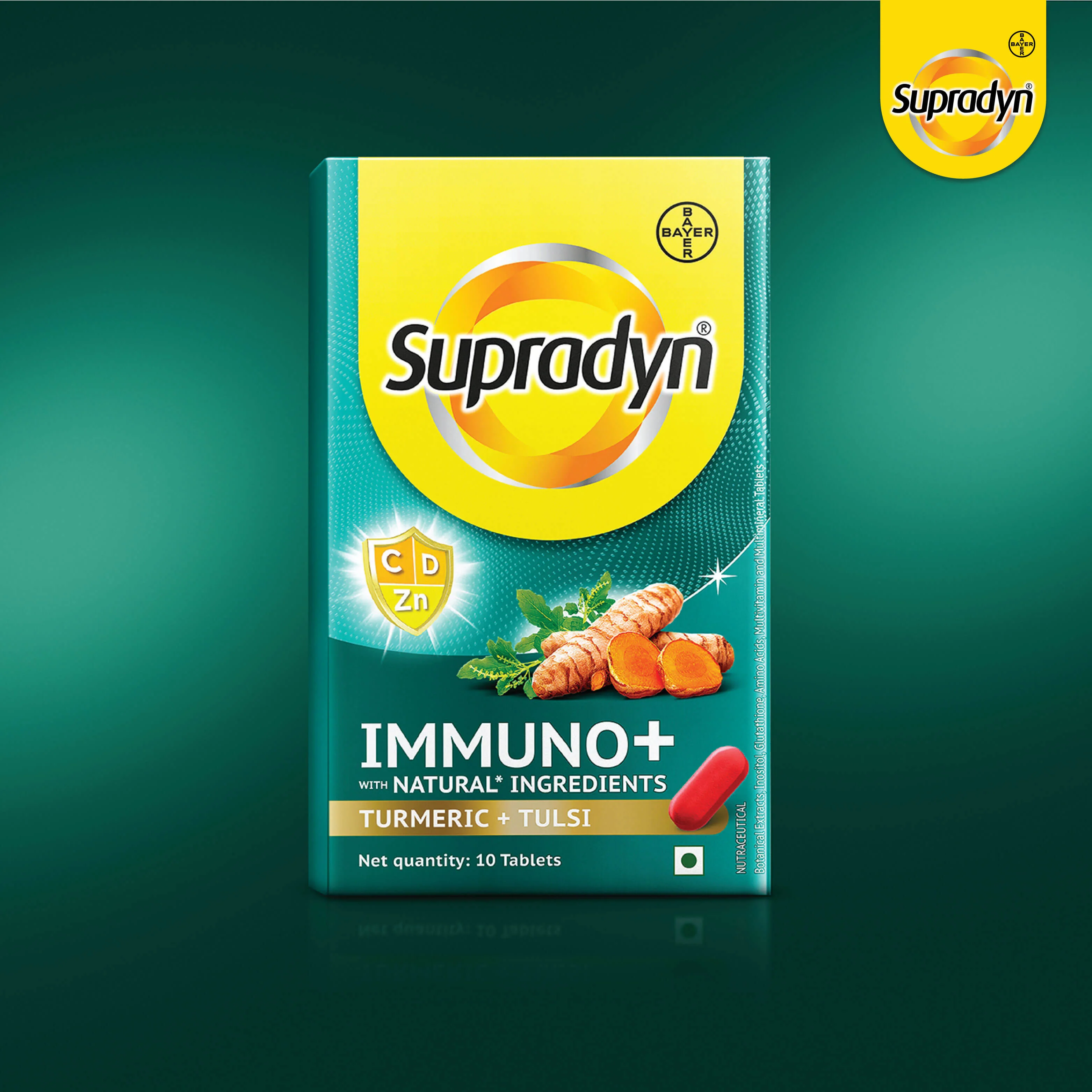Supradyn Immuno+ Multivitamin with Turmeric & Tulsi | Tablet for Energy & Immunity- 10 Tablets - Image 3