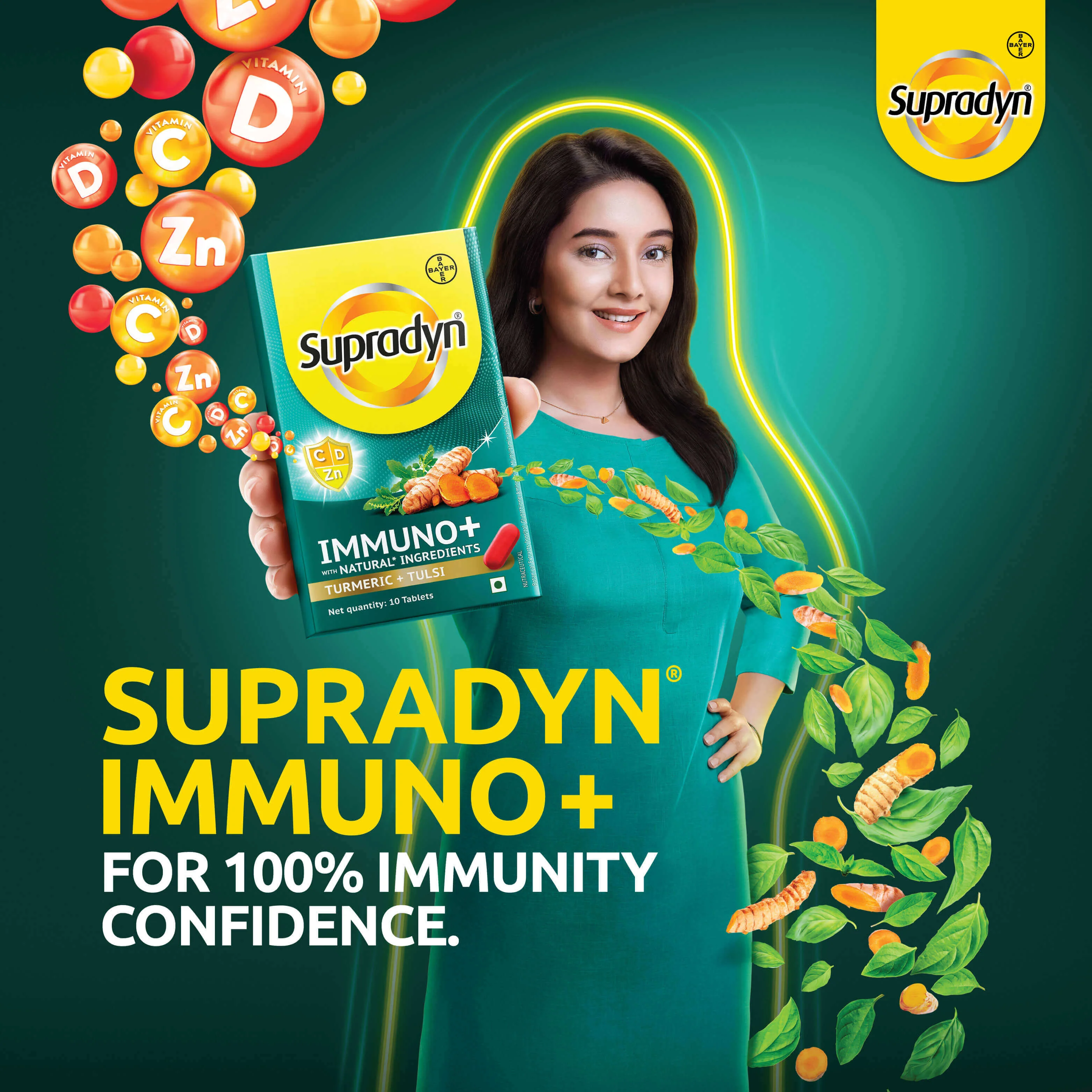 Supradyn Immuno+ Multivitamin with Turmeric & Tulsi | Tablet for Energy & Immunity- 10 Tablets - Image 4